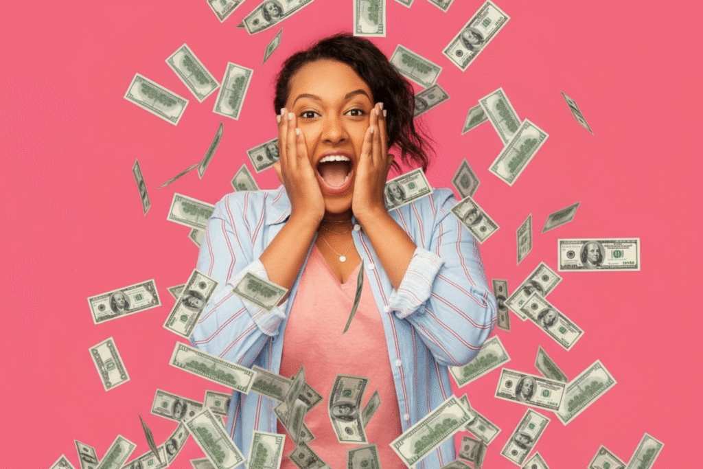 The joy of winning money in the Powerball lottery.
